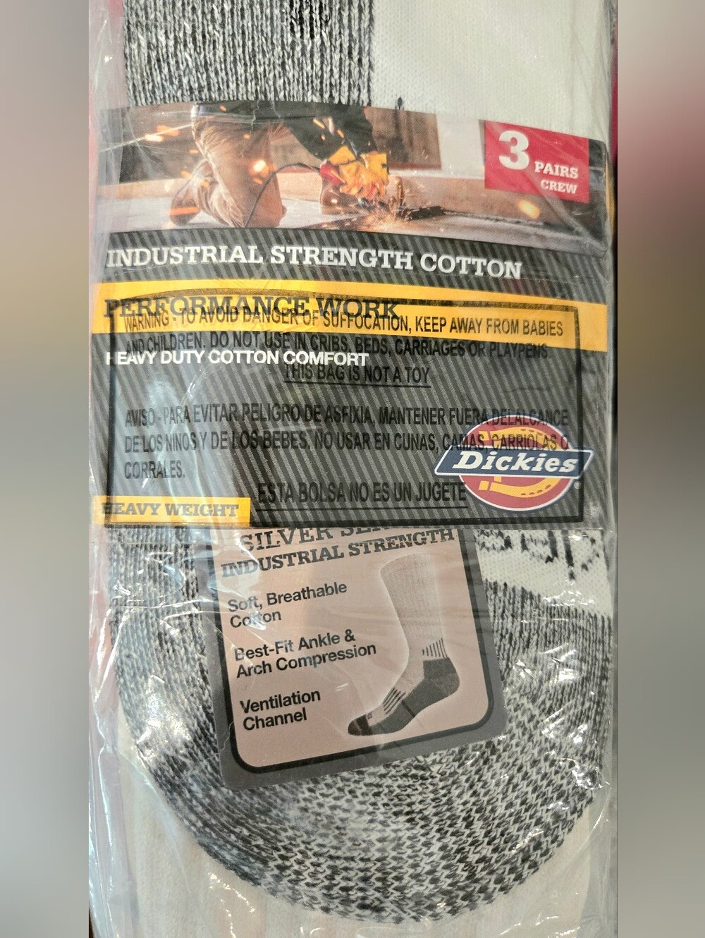 Dickies Heavyweight Crew Socks, Size 6-12, 3 Pair Packs